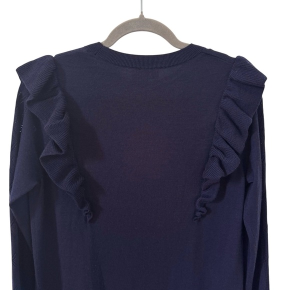 & Other Stories Pointelle Knit 100% Wool Midi Dress in "Dark Blue" Size XS - Picture 9 of 12